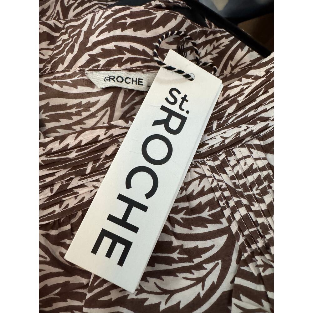 ST. ROCHE Sabine Top NWT $225  Ruffled Double V Neck in Cold Brew Size 8 - Picture 6 of 8